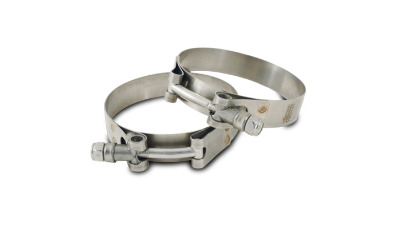Vibrant SS T-Bolt Clamps Pack of 2 Size Range: 5.30in to 5.60in O.D. For use with 5in I.D. couplers