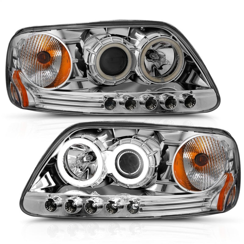 ANZO 1997.5-2003 Ford F-150 Projector Headlights w/ Halo Chrome 1pc-SR1 Performance