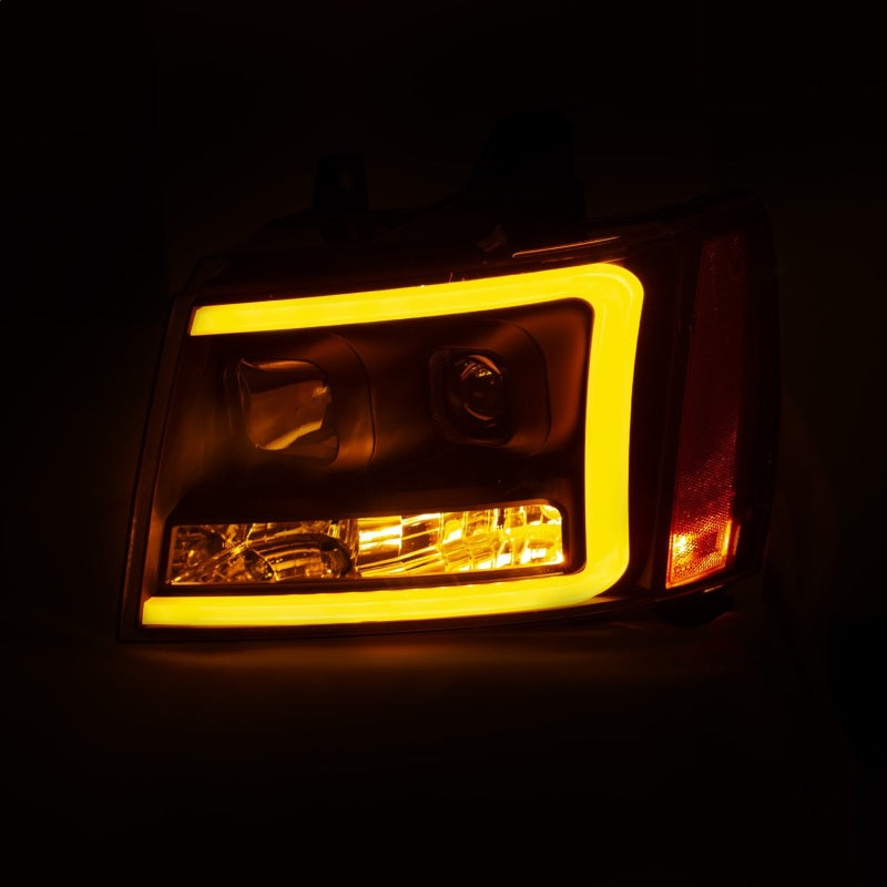 ANZO 07-14 Chevy Tahoe Projector Headlights w/ Plank Style Design Black w/ Amber-SR1 Performance
