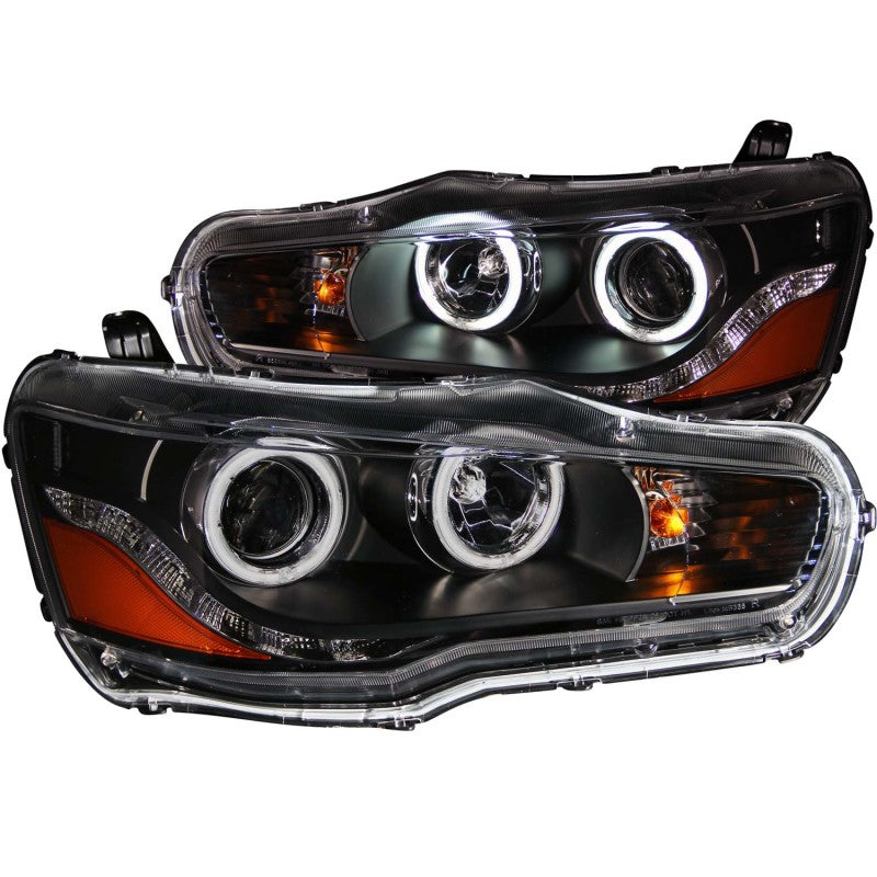ANZO 2008-2015 Mitsubishi Lancer Projector Headlights w/ Halo Black (CCFL)-SR1 Performance