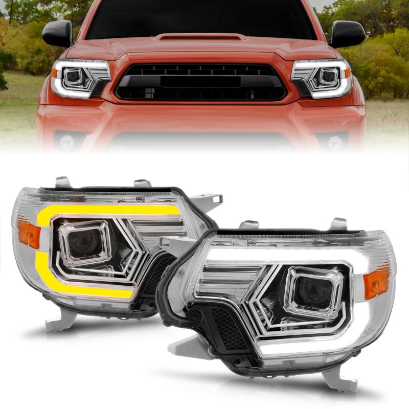 ANZO 12-15 Toyota Tacoma Projector Headlights - w/ Light Bar Switchback Chrome Housing-SR1 Performance