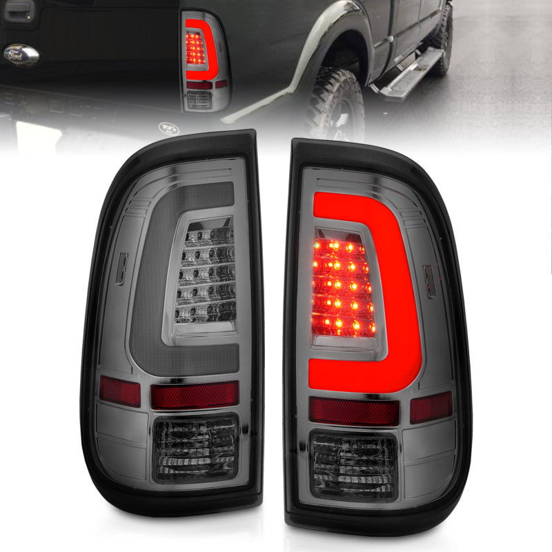 ANZO 2008-2016 Ford F-250 LED Taillights Chrome Housing Smoke Lens (Pair)-SR1 Performance