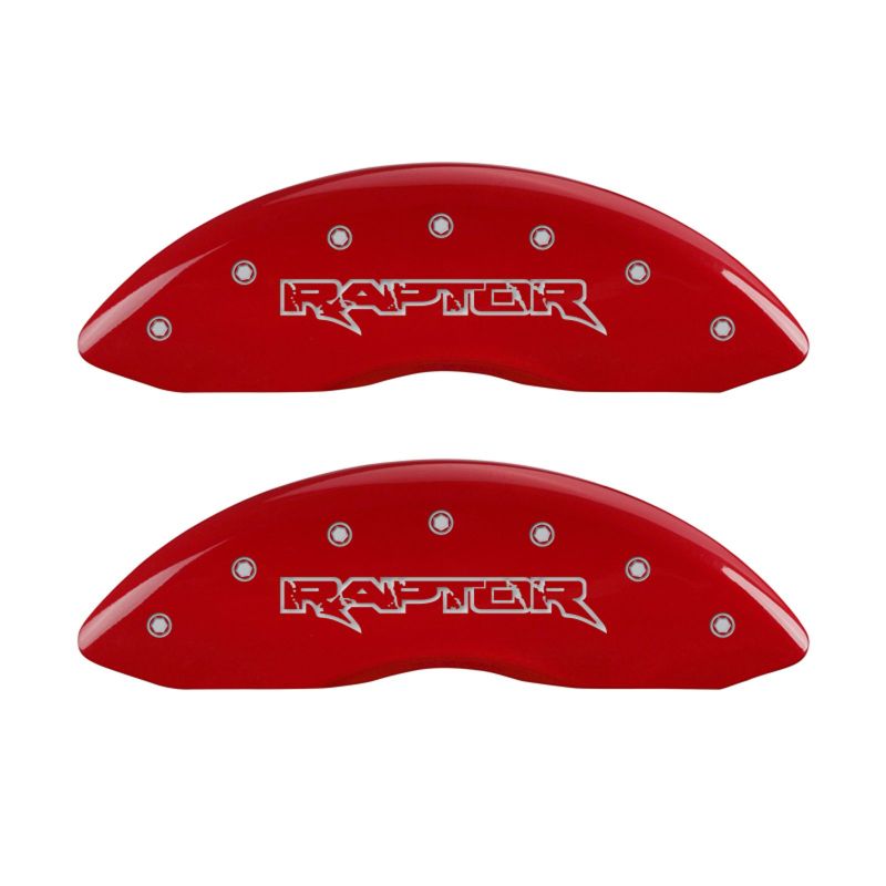 MGP 4 Caliper Covers Engraved Front & Rear Raptor Red finish silver-SR1 Performance
