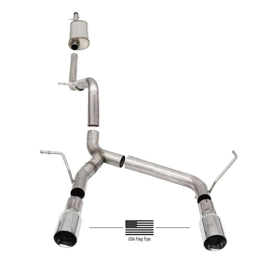 Corsa 2007-2018 Jeep Wrangler JKU 3.6L/3.8L 2.75in Sport Cat-Back Exhaust w/ 4in American Flag Tips-SR1 Performance