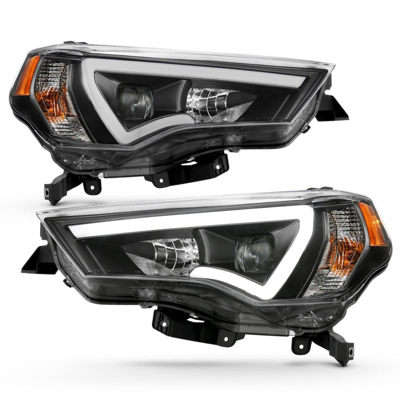 ANZO 14-18 Toyota 4 Runner Plank Style Projector Headlights Black w/ Amber-SR1 Performance