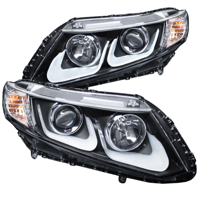 ANZO 2012-2015 Honda Civic Projector Headlights w/ U-Bar Black-SR1 Performance