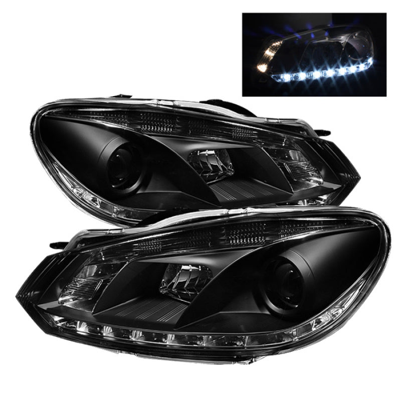 Spyder Volkswagen Golf/GTI 10-13 Projector Headlights Halogen Model- DRL Blk PRO-YD-VG10-DRL-BK-SR1 Performance