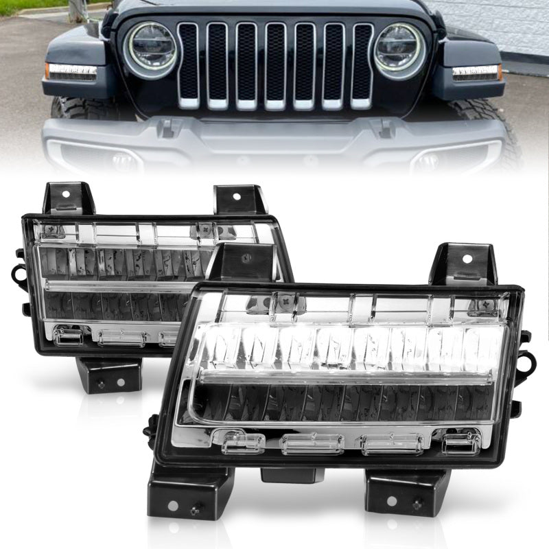ANZO 2018-2021 Jeep Wrangler LED Side Markers Chrome Housing Clear Lens w/ Sequential Signal-SR1 Performance