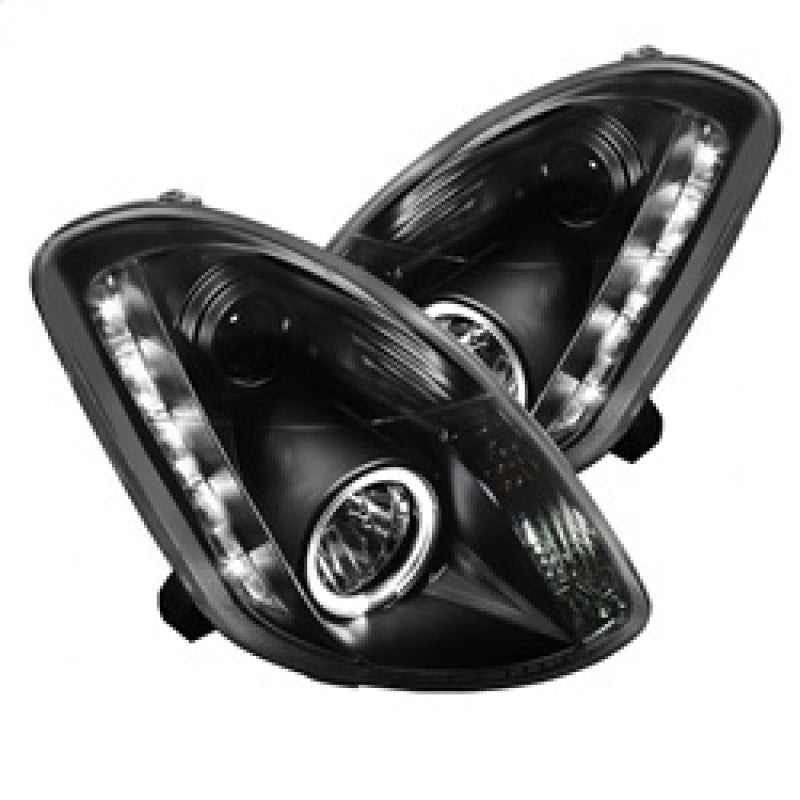 Spyder Infiniti G35 03-04 4DR Projector Halogen - LED Halo DRL Blk High H4 PRO-YD-IG35034D-DRL-BK-SR1 Performance