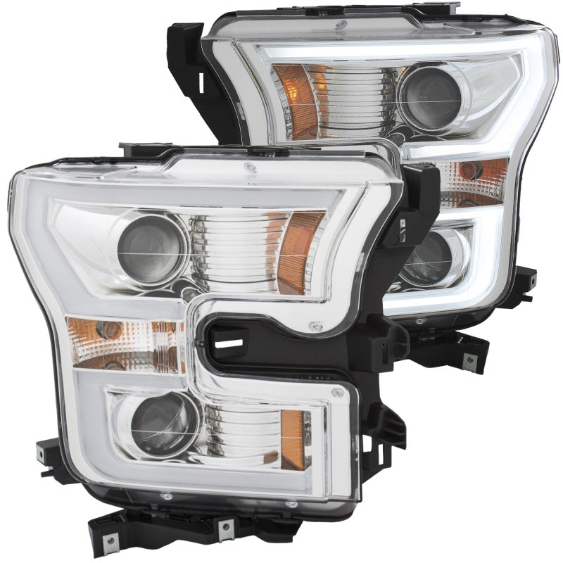 ANZO 2015-2017 Ford F-150 Projector Headlights w/ Plank Style Switchback Chrome w/ Amber-SR1 Performance