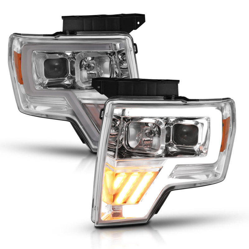 ANZO 2009-2014 Ford F-150 Projector Headlight Chrome Amber-SR1 Performance