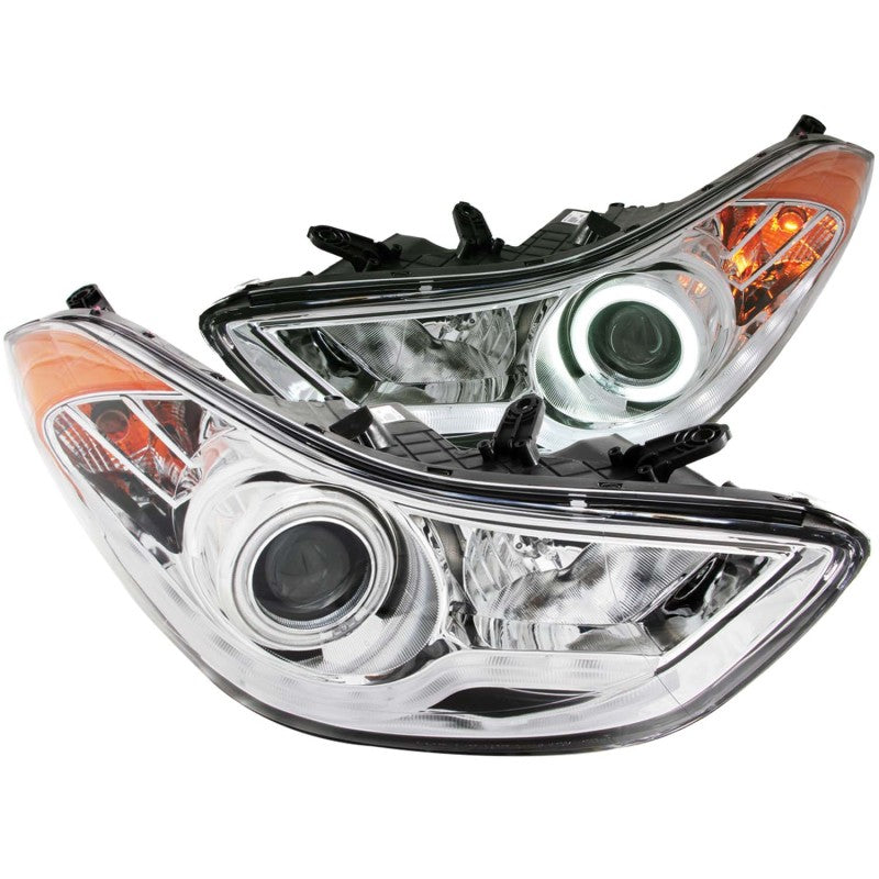 ANZO 2011-2014 Hyundai Elantra Projector Headlights w/ Halo Chrome (CCFL)-SR1 Performance