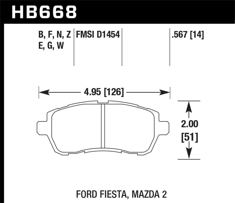 Hawk 11-12 Ford Fiesta S/SE/SEL / 11-12 Mazda 2 Sport/Touring DTC-60 Front Race Brake Pads-SR1 Performance