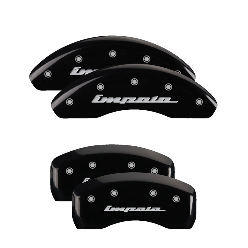 MGP 4 Caliper Covers Engraved Front & Rear Impala Black finish silver-SR1 Performance