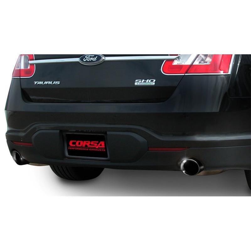 Corsa 2010-2019 Ford Taurus SHO 3.5L V6 Turbo Sport Cat-Back Exhaust w/ Dual 4in Black Tips-SR1 Performance