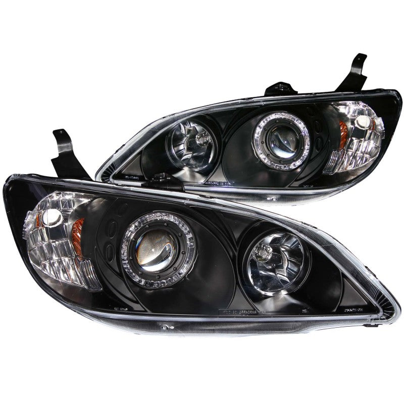 ANZO 2004-2005 Honda Civic Projector Headlights w/ Halo Black-SR1 Performance