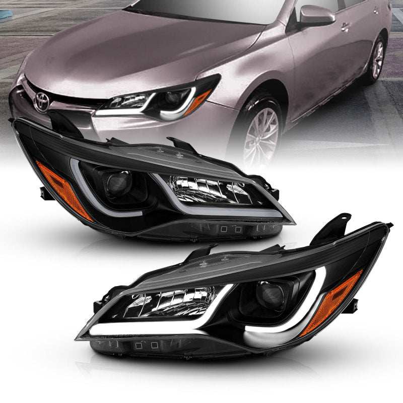 ANZO Projector Headlights With Plank Style Design Black w/Amber 15-16 Toyota Camry (4DR)-SR1 Performance