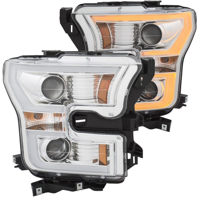 ANZO 2015-2017 Ford F-150 Projector Headlights w/ Plank Style Switchback Chrome w/ Amber-SR1 Performance