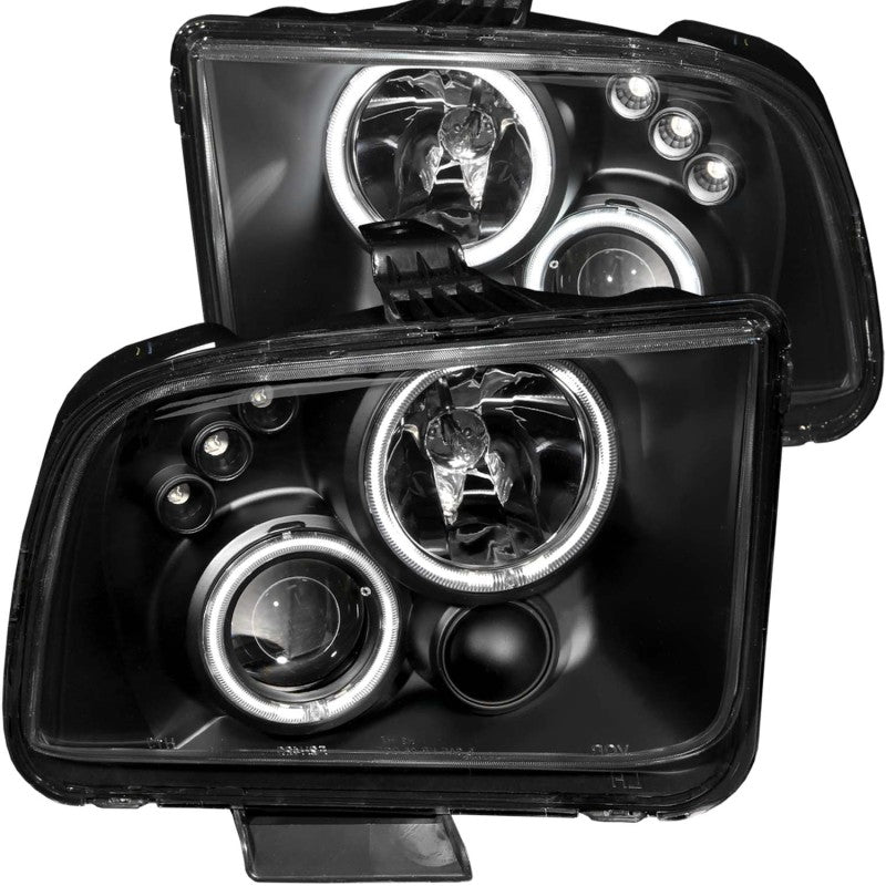 ANZO 2005-2009 Ford Mustang Projector Headlights w/ Halo Black-SR1 Performance