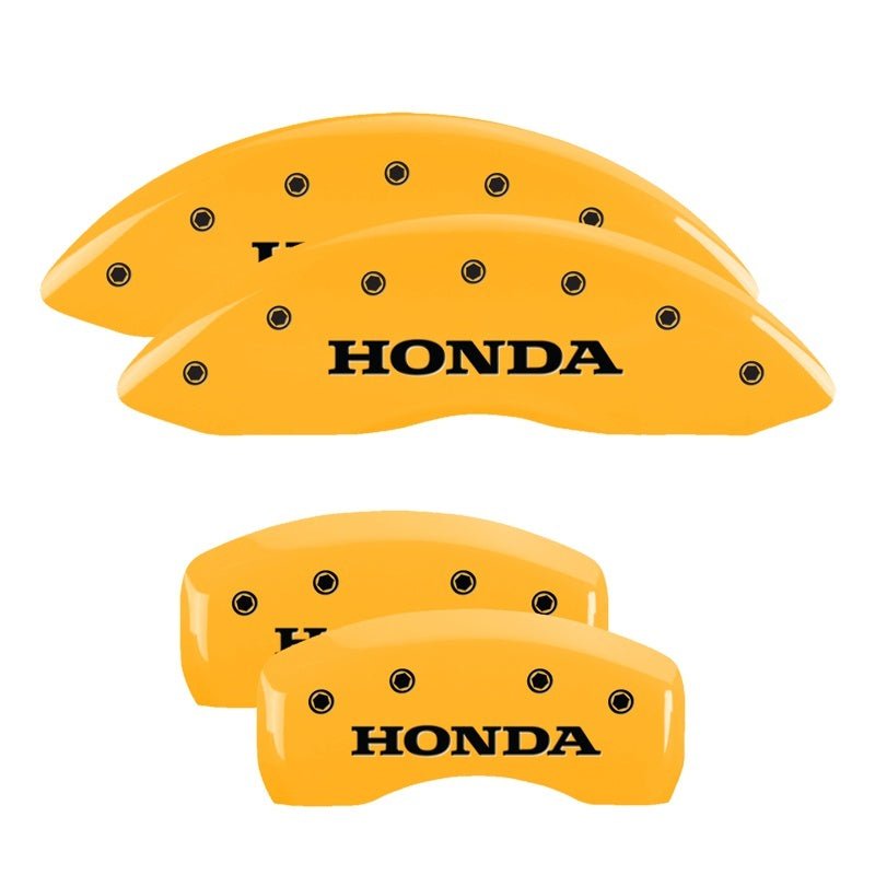 MGP 4 Caliper Covers Engraved Front & Rear Honda Yellow finish black-SR1 Performance