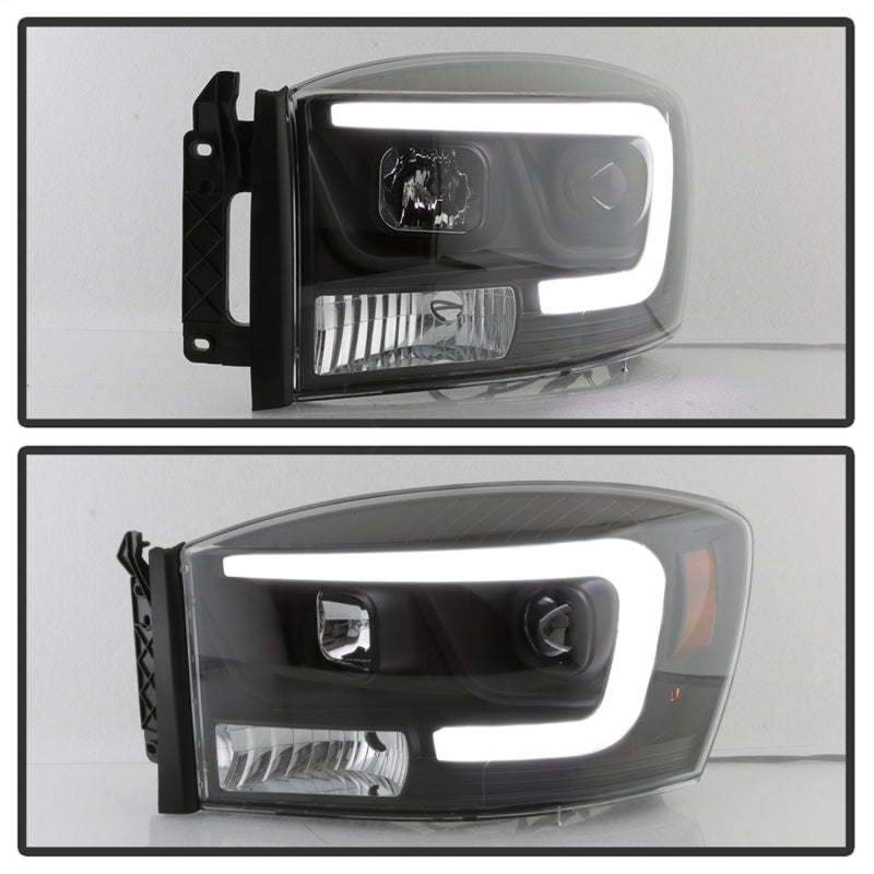 Spyder Dodge Ram 1500 06-08 V2 Projector Headlights - Light Bar DRL - Black (PRO-YD-DR06V2-LB-BK)-SR1 Performance