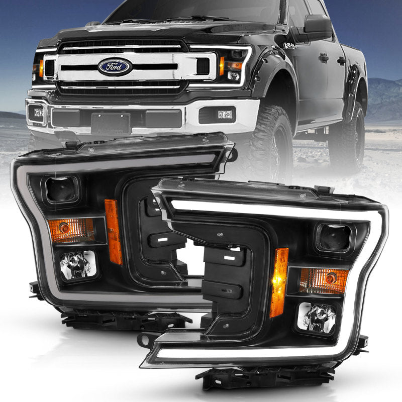 ANZO 2018-2019 Ford F-150 Projector Plank Style H.L. Black Amber (Without Switchback)-SR1 Performance
