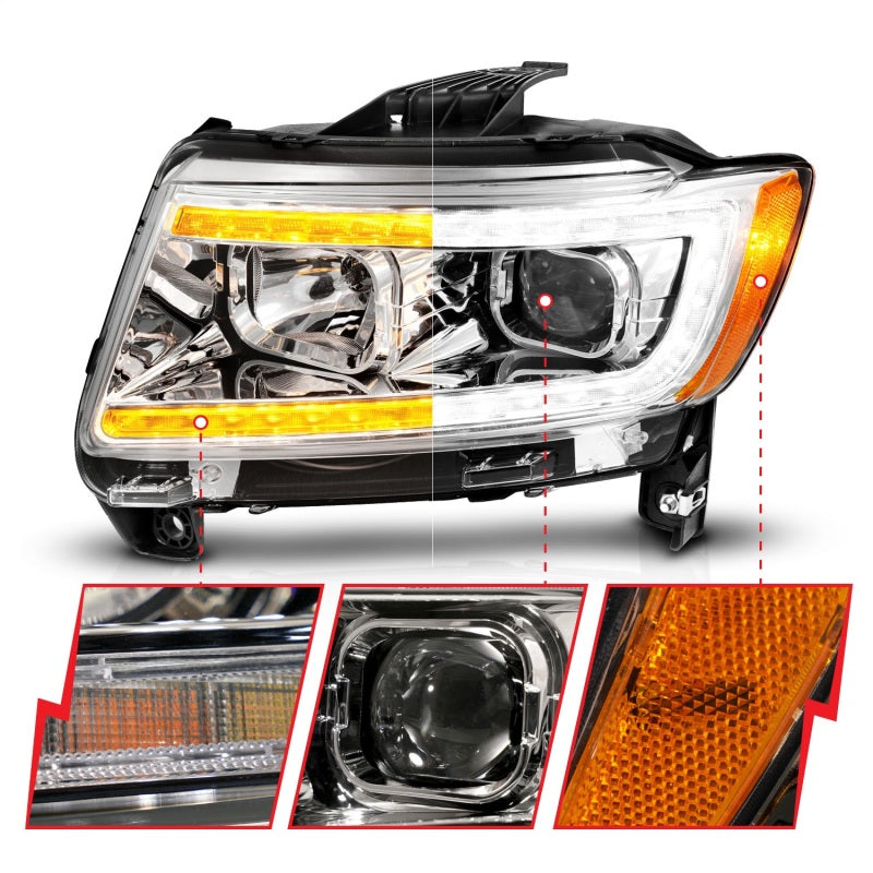 ANZO 11-13 Jeep Grand Cherokee (Factory Halogen Only) Projector Headlights w/Light Bar Swchbk Chrome-SR1 Performance