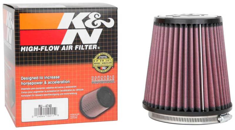 K&N Filter Universal Rubber Filter Round Tapered 4.5in Flange 5.875in Base 4.5 inch Top 6in Height-SR1 Performance