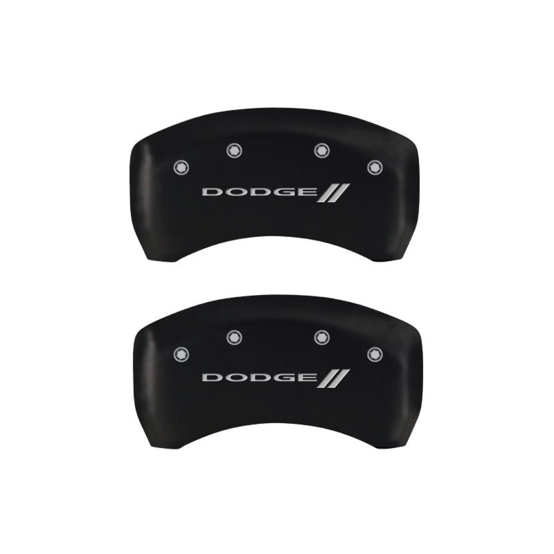 MGP 4 Caliper Covers Engraved Front & Rear With stripes/Dodge Red finish silver-SR1 Performance