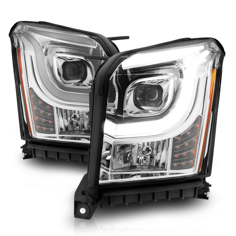 ANZO 2015-2017 GMC Yukon XL Projector Headlights W Lightbar - Chrome/Amber-SR1 Performance