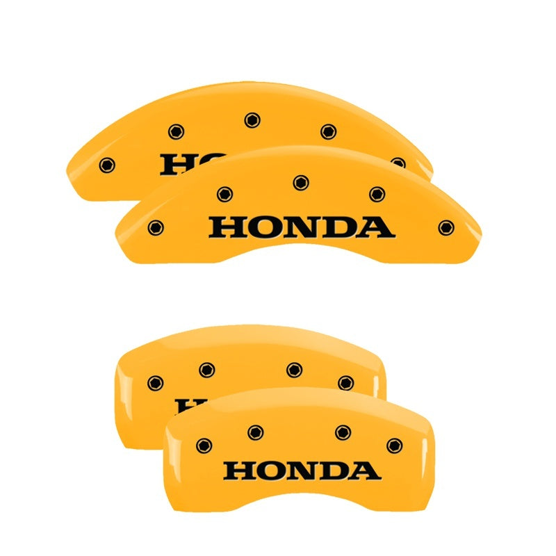 MGP 4 Caliper Covers Engraved Front & Rear Honda Yellow finish black-SR1 Performance