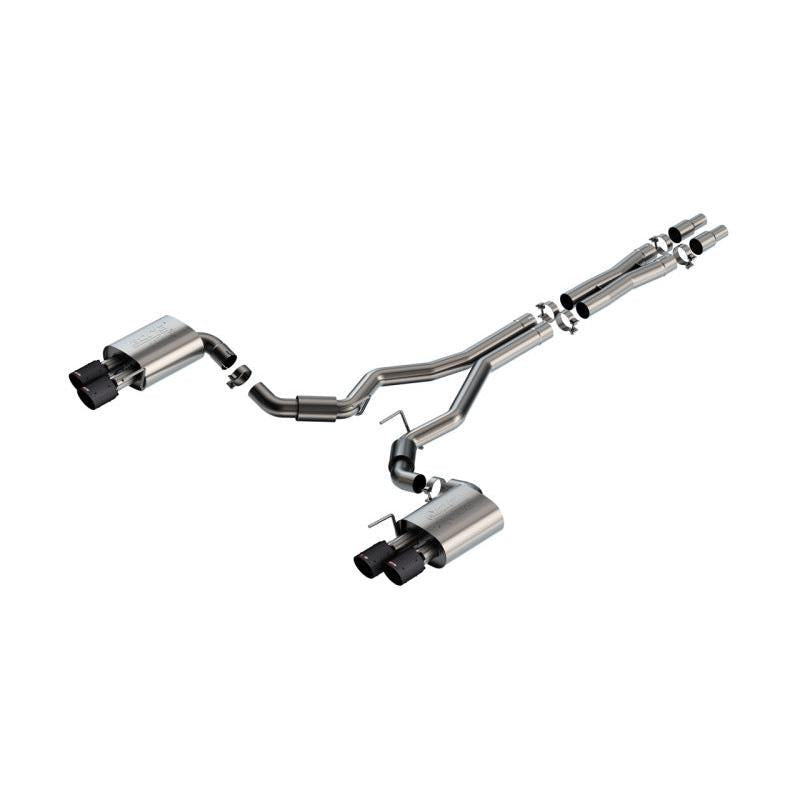 Borla 2024 Ford Mustang GT 5.0L V8 3 in ATAK Catback Non-Active Exhaust- Carbon Fiber Quad Tip-SR1 Performance