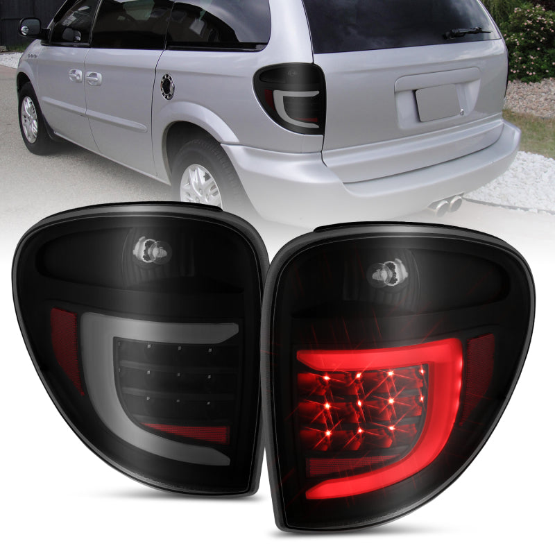 ANZO 2004-2007 Dodge Grand Caravan LED Tail Lights w/ Light Bar Black Housing Smoke Lens-SR1 Performance