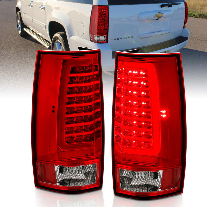 ANZO 2007-2014 Chevy Tahoe LED Taillight Plank Style Chrome With Red/Clear Lens-SR1 Performance