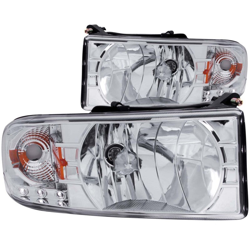ANZO 1994-2001 Dodge Ram Crystal Headlights Chrome w/ LED-SR1 Performance