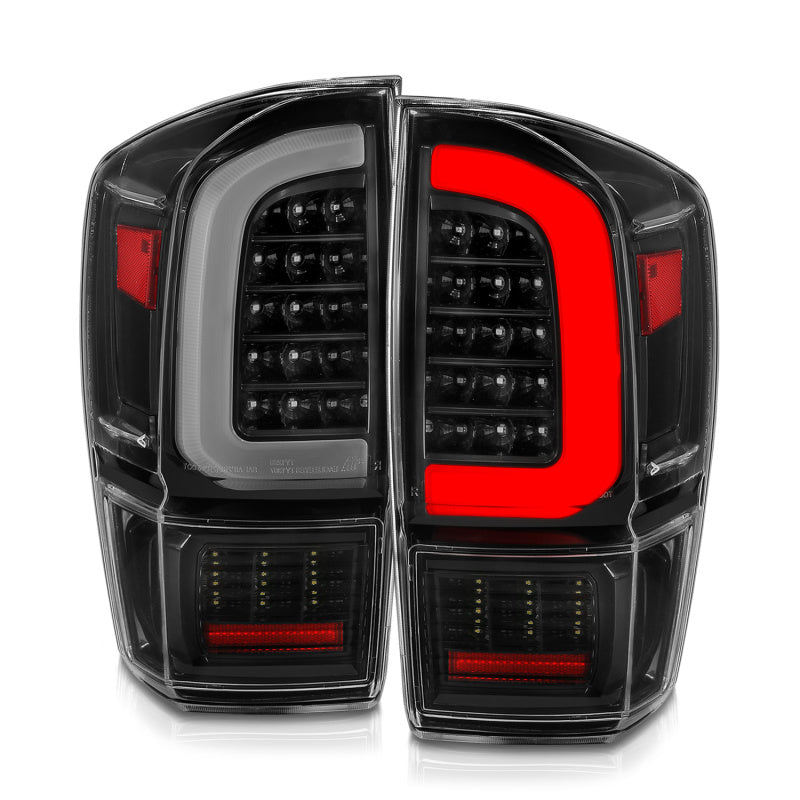 ANZO 16-21 Toyota Tacoma LED Tail Lights - w/ Light Bar Sequential Black Housing & Clear Lens-SR1 Performance