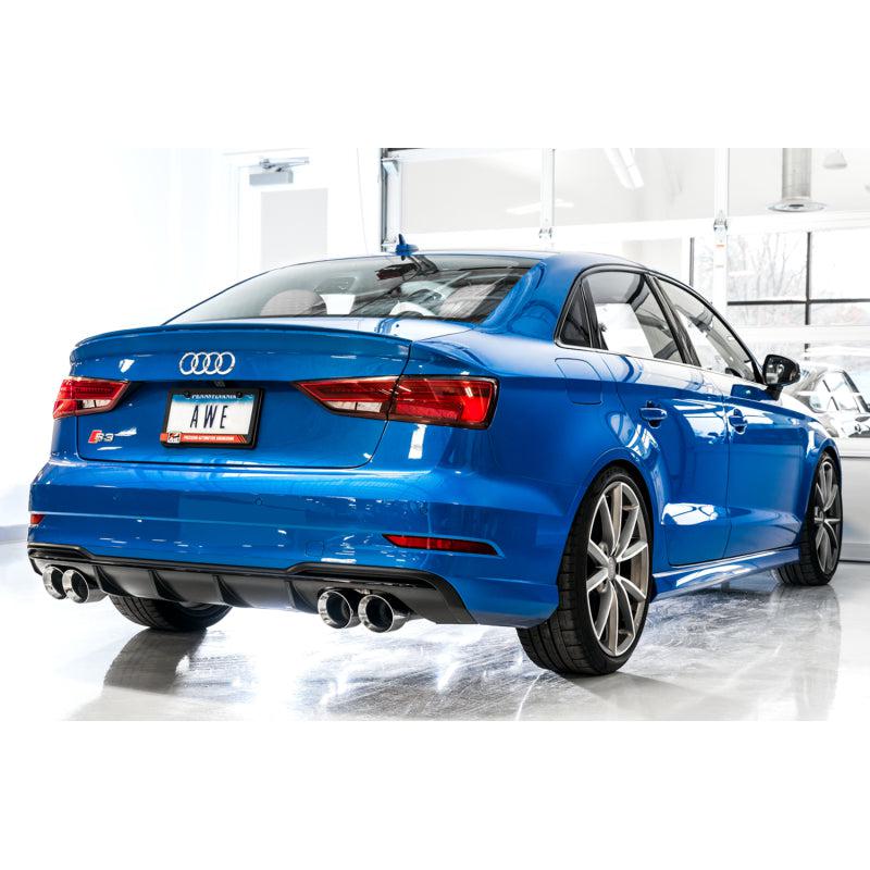 AWE Tuning Audi 8V S3 SwitchPath Exhaust w/Chrome Silver Tips 102mm-SR1 Performance