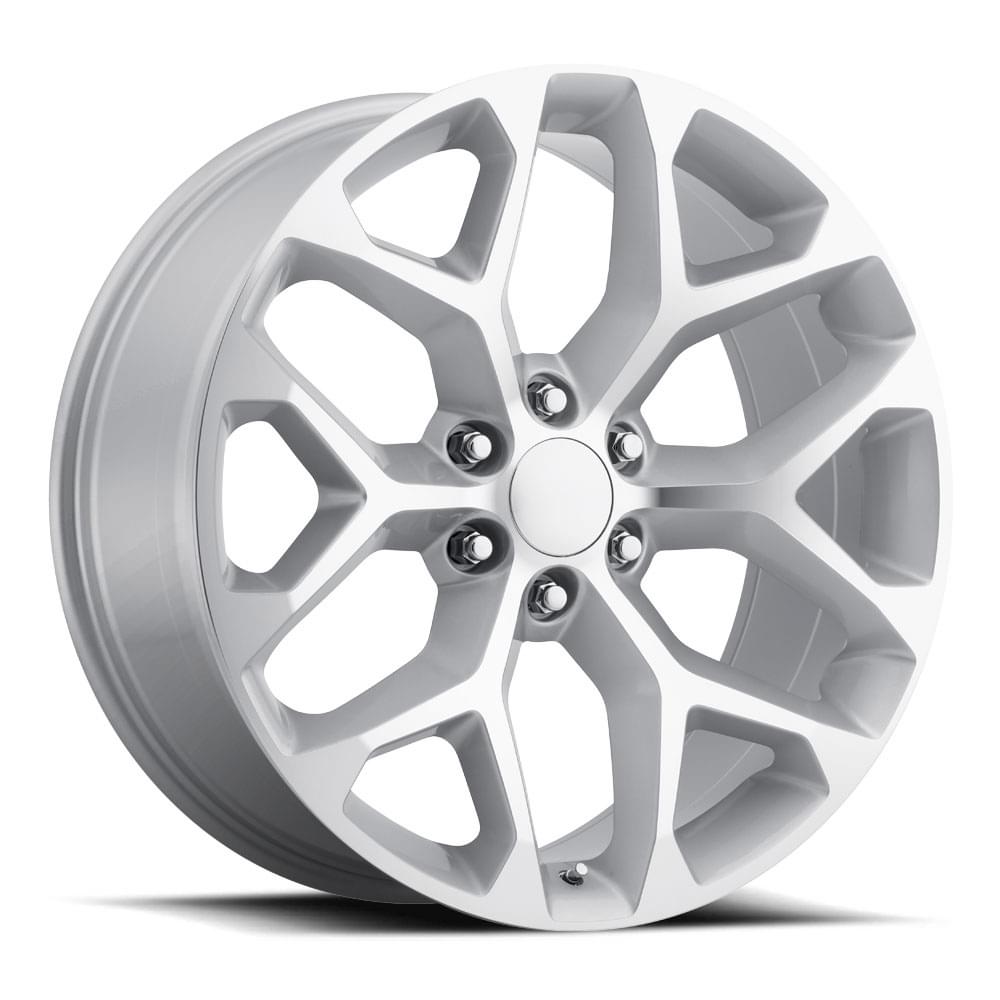 20X9 6X5.5 +27 HB 78.1 2014 CHEVY SNOWFLAKE SILVER MACHINED FACE WITH CAP-SR1 Performance
