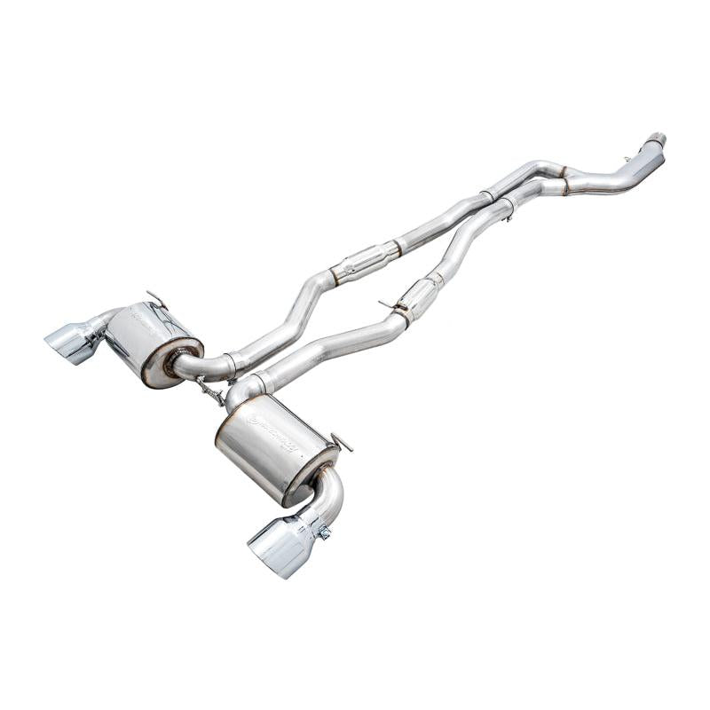 AWE 2020 Toyota Supra A90 Resonated Touring Edition Exhaust - 5in Chrome Silver Tips-SR1 Performance