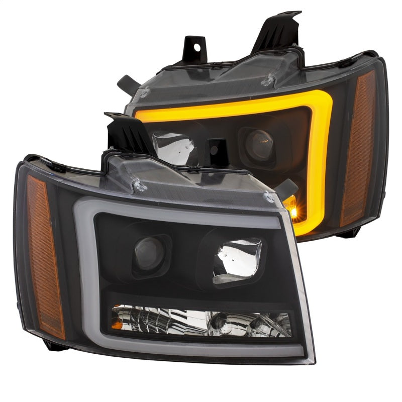 ANZO 07-14 Chevy Tahoe Projector Headlights w/ Plank Style Design Black w/ Amber-SR1 Performance