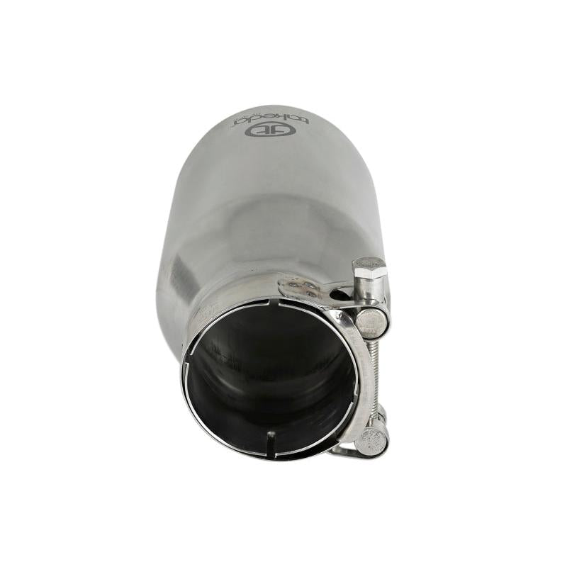 aFe Takeda 304 Stainless Steel Clamp-On Exhaust Tip 2.5in. Inlet / 4in. Outlet / 8in. L - Polished-SR1 Performance