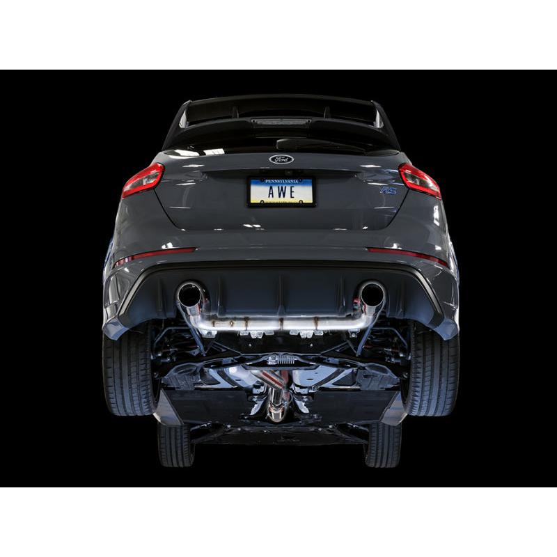 AWE Tuning Ford Focus RS Track Edition Cat-back Exhaust - Chrome Silver Tips-SR1 Performance