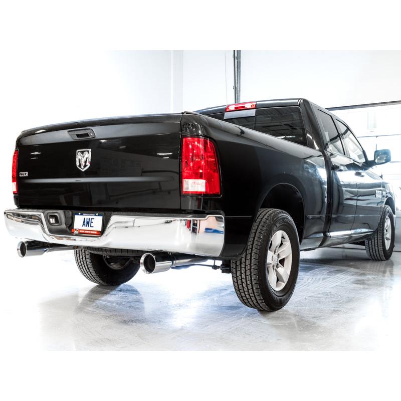 AWE Tuning 09-18 RAM 1500 5.7L (w/o Cutout) 0FG Dual Rear Exit Cat-Back Exhaust - Chrome Silver Tips-SR1 Performance