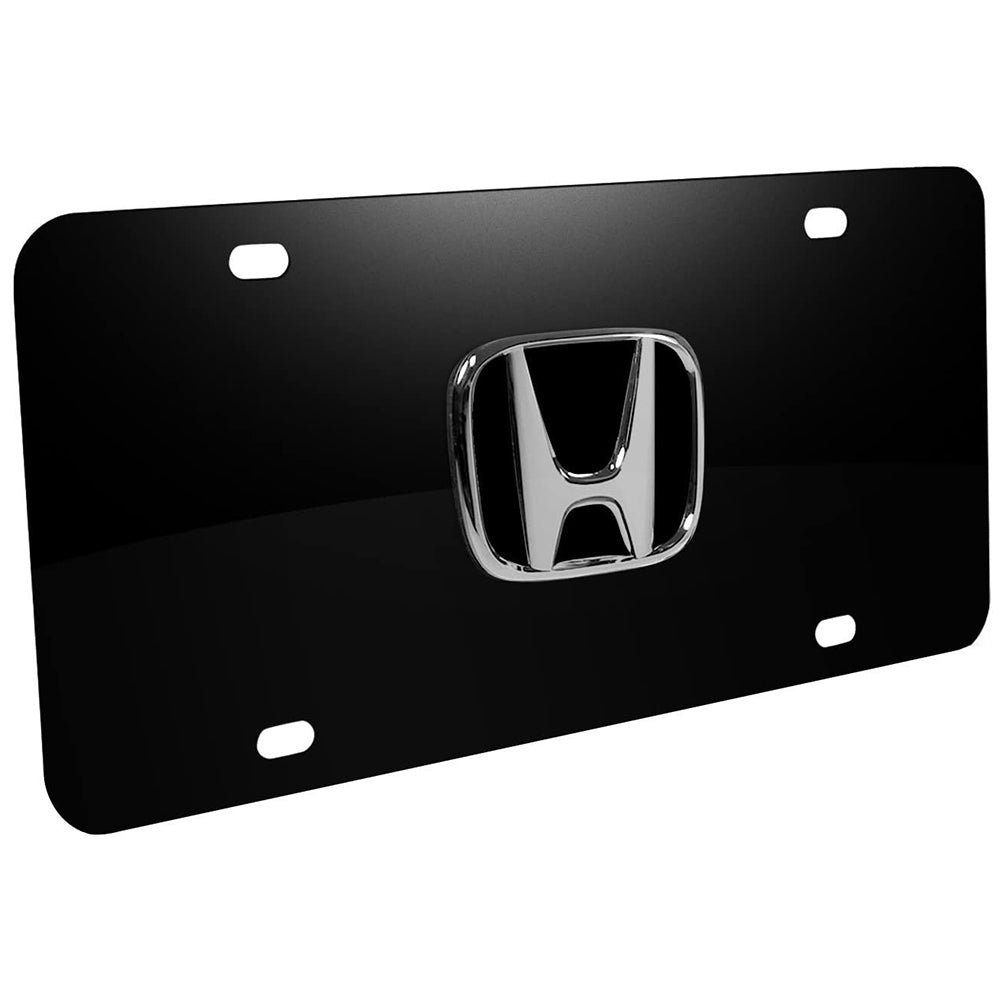 Honda Black Steel License Plate with 3D Chrome Logo-SR1 Performance