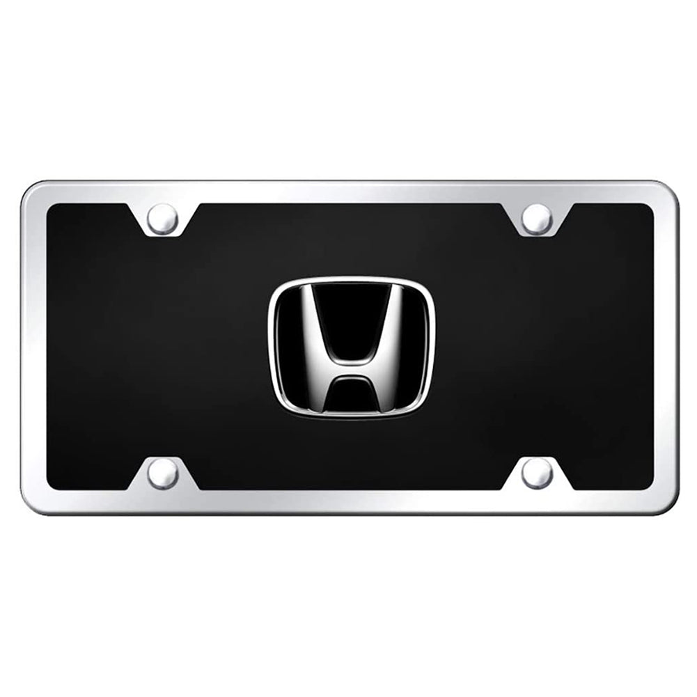 Honda License Plate Kit - Chrome Frame on Black Acrylic Plate-SR1 Performance
