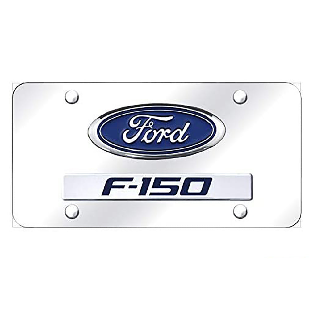 Ford F-150 Stainless Steel Chrome License Plate with 3D Chrome/Blue Logo-SR1 Performance