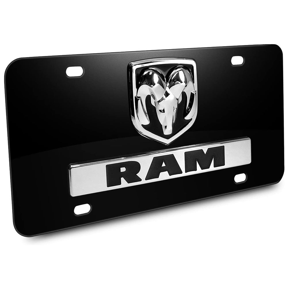 RAM Black Steel License Plate with 3D Chrome Logo-SR1 Performance