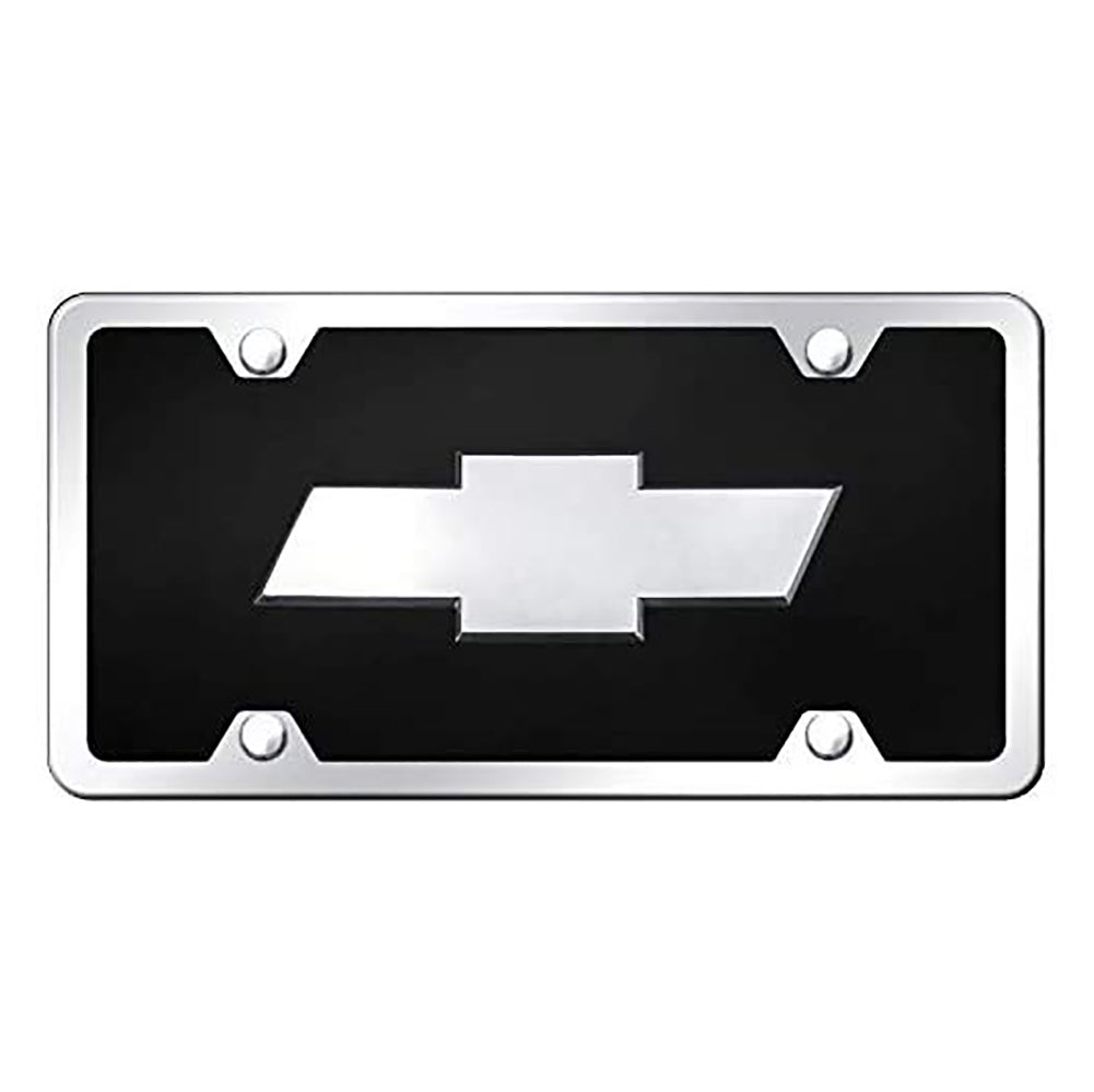 Chevrolet Bowtie License Plate Kit - Chrome Frame on Black Acrylic Plate-SR1 Performance