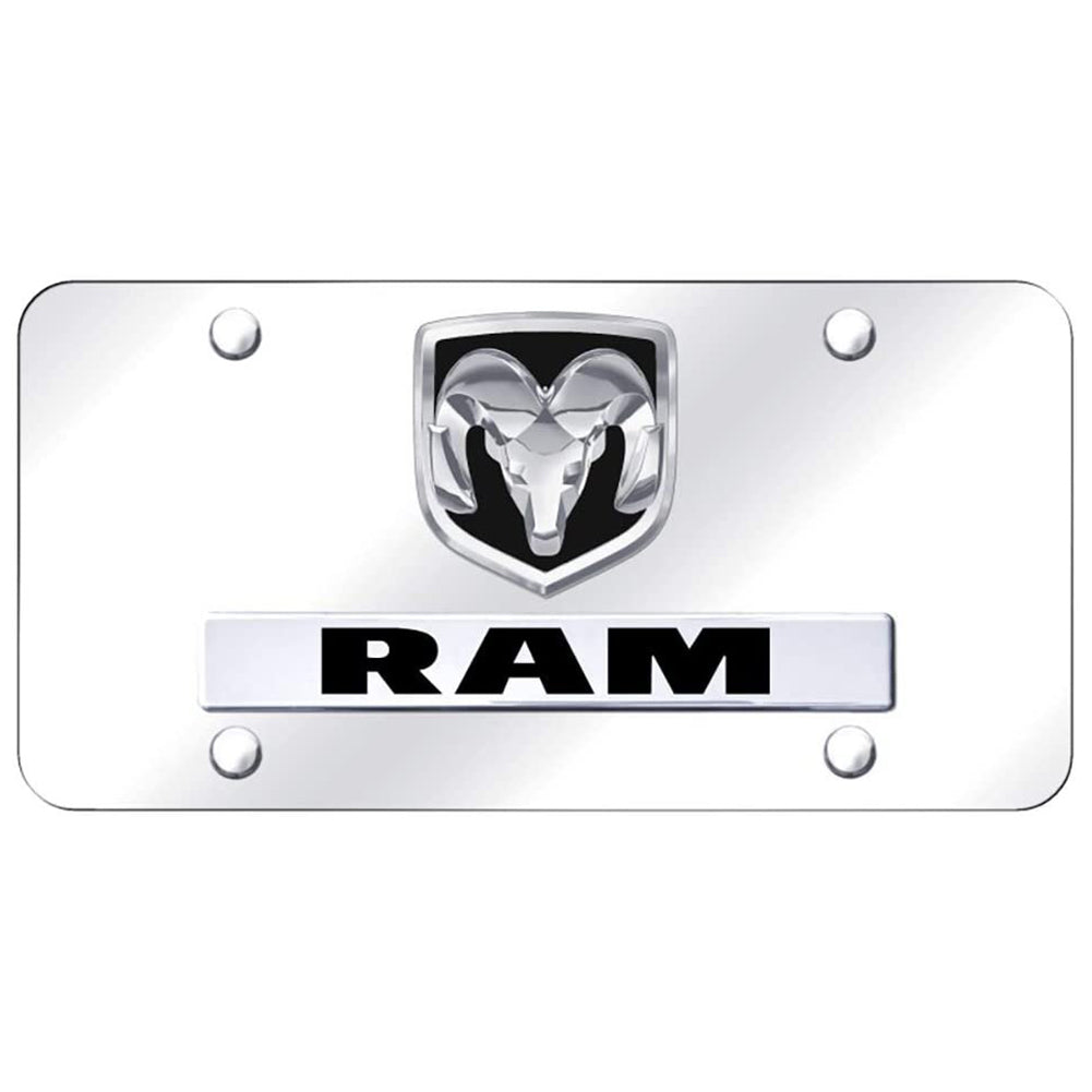 RAM Stainless Steel Chrome License Plate with 3D Chrome/Black Logo-SR1 Performance