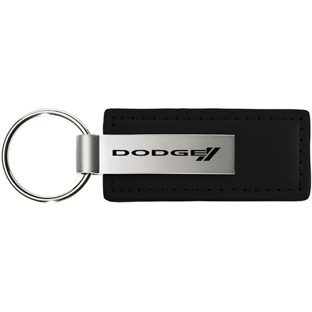 Dodge Leather Key Chain with Stripe Logo - Black-SR1 Performance